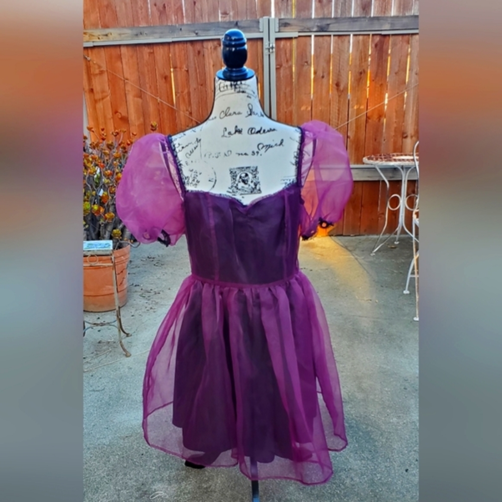 "Widow with Dolls Kill" Plum/Black Baby Doll Dress Jr sz XL